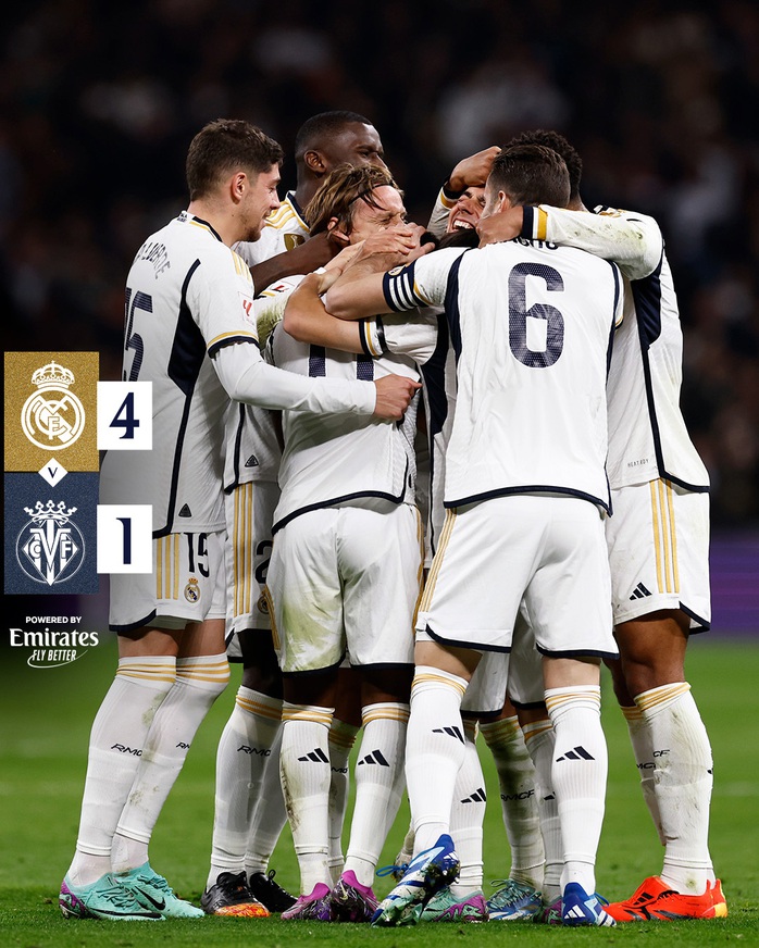 Đại thắng Villarreal, Real Madrid tạm thời vươn lên dẫn đầu La Liga- Ảnh 3. Đại thắng Villarreal, Real Madrid tạm thời vươn lên dẫn đầu La Liga- Ảnh 3.