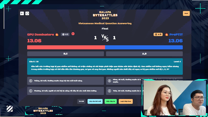 Trận đấu chung kết kịch tính giữa GPU Dominators và ProPTIT với bài toán Vietnamese Medical Question Answering tại KALAPA ByteBattles 2023 Finals Trận đấu chung kết kịch tính giữa GPU Dominators và ProPTIT với bài toán Vietnamese Medical Question Answering tại KALAPA ByteBattles 2023 Finals