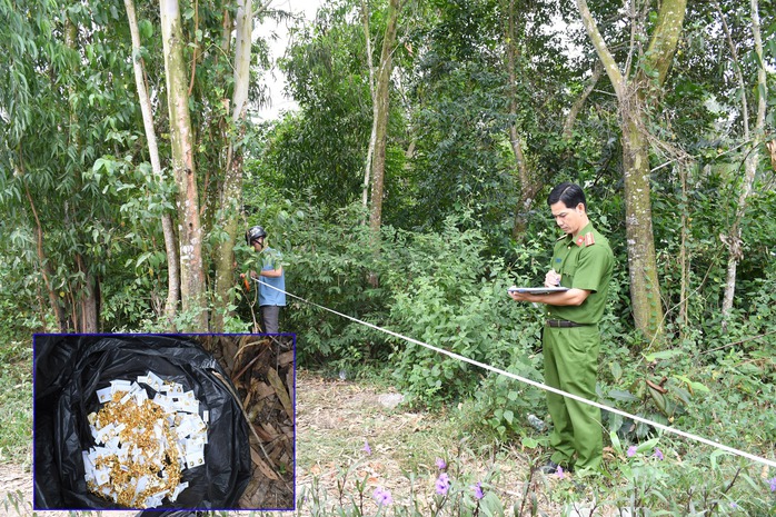 Vụ dùng súng cướp tiệm vàng ở Trà Vinh: Thu giữ hơn 80 chỉ vàng trong bụi cây- Ảnh 1.