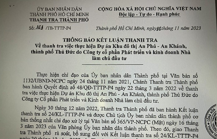 Chủ tịch UBND TP HCM chỉ đạo khắc phục các sai phạm tại Dự án Khu đô thị An Phú - An Khánh- Ảnh 1.