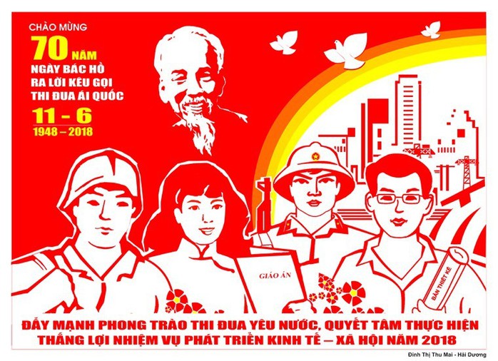 Thi sáng tác tranh cổ động kỷ niệm 75 năm Ngày Chủ tịch Hồ Chí Minh ra Lời kêu gọi Thi đua ái quốc - Ảnh 1.