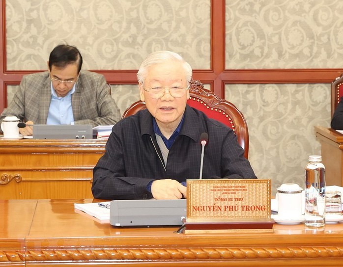 Những hình ảnh Tổng Bí thư Nguyễn Phú Trọng chủ trì họp Bộ Chính trị, Ban Bí thư - Ảnh 4.