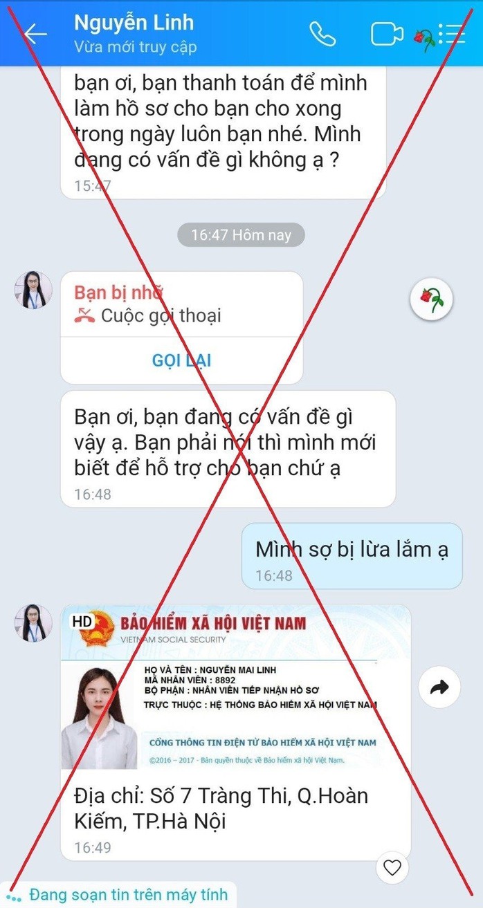 Mất tiền vì nhắn tin với fanpage giả mạo BHXH Việt Nam  - Ảnh 1.