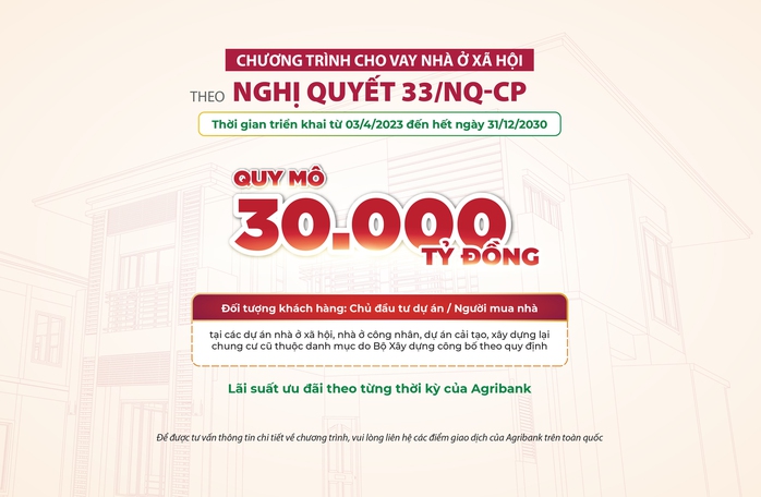 Agribank dành 30.000 tỉ đồng ưu đãi lãi suất nhà ở xã hội - Ảnh 1. Agribank dành 30.000 tỉ đồng ưu đãi lãi suất nhà ở xã hội - Ảnh 1.