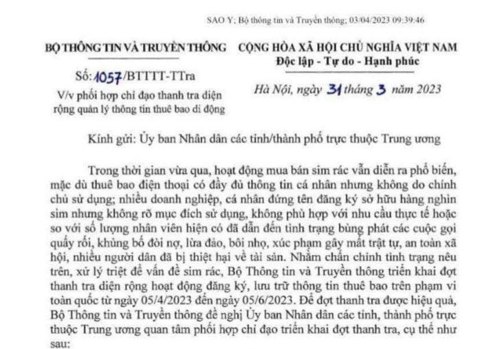 Hôm nay, bắt đầu thanh tra diện rộng quản lý thông tin thuê bao của nhà mạng - Ảnh 1.