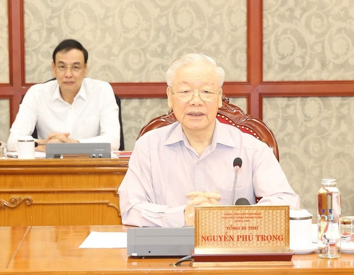 Những hình ảnh Tổng Bí thư Nguyễn Phú Trọng chủ trì họp Bộ Chính trị, Ban Bí thư - Ảnh 2.