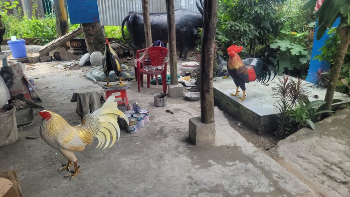 VIDEO: Chàng trai ở An Giang đắp tượng gà bằng xi-măng, bán không kịp - Ảnh 7.
