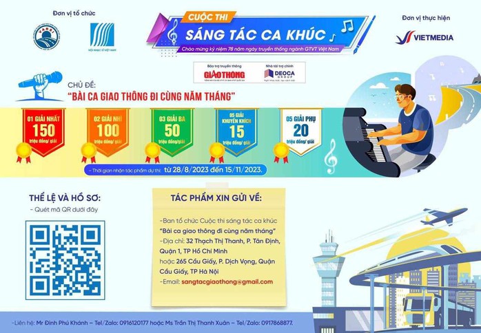 150 triệu đồng cho giải nhất sáng tác Bài ca giao thông đi cùng năm tháng - Ảnh 1.