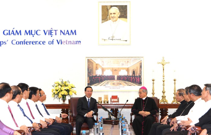 Chủ tịch nước Võ Văn Thưởng thăm Hội đồng Giám mục Việt Nam - Ảnh 1.