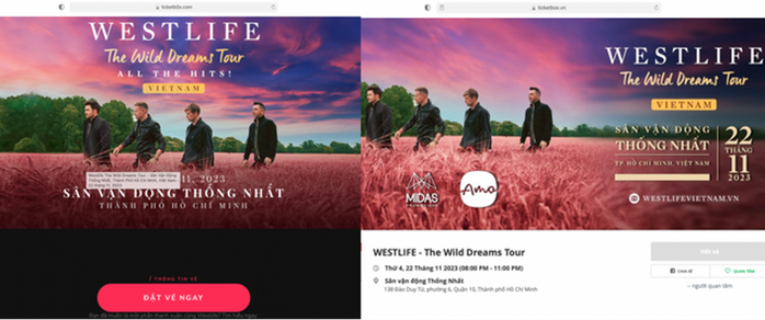 Cảnh báo thủ đoạn giả mạo website bán vé concert Westlife chiếm đoạt tài sản - Ảnh 1.