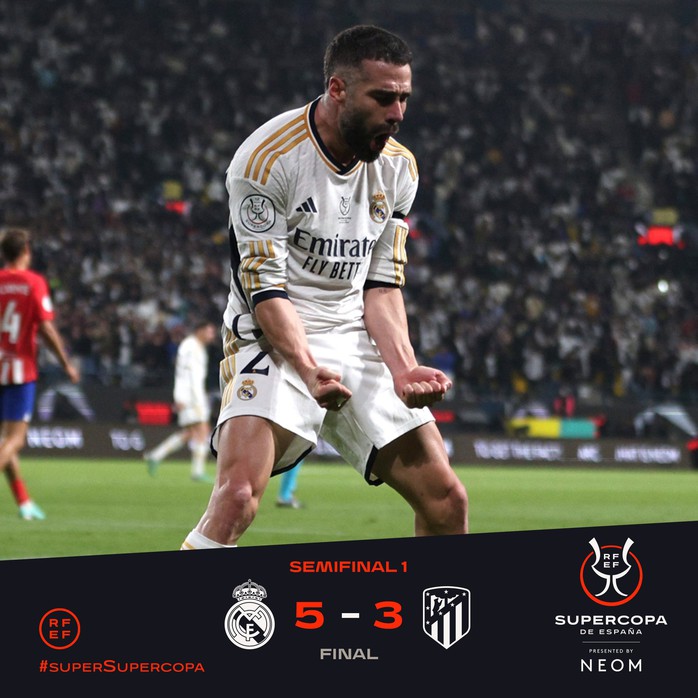 Các hậu vệ ghi 4 bàn, Real Madrid vào chung kết Siêu cúp Tây Ban Nha- Ảnh 3. Các hậu vệ ghi 4 bàn, Real Madrid vào chung kết Siêu cúp Tây Ban Nha- Ảnh 3.