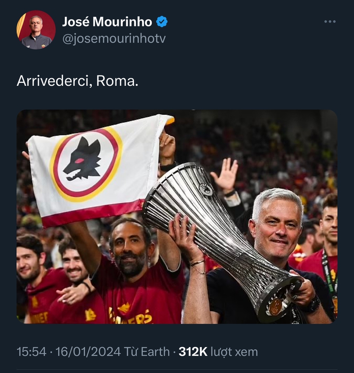 HLV Mourinho nói gì sau khi bị AS Roma sa thải?- Ảnh 1. HLV Mourinho nói gì sau khi bị AS Roma sa thải?- Ảnh 1.