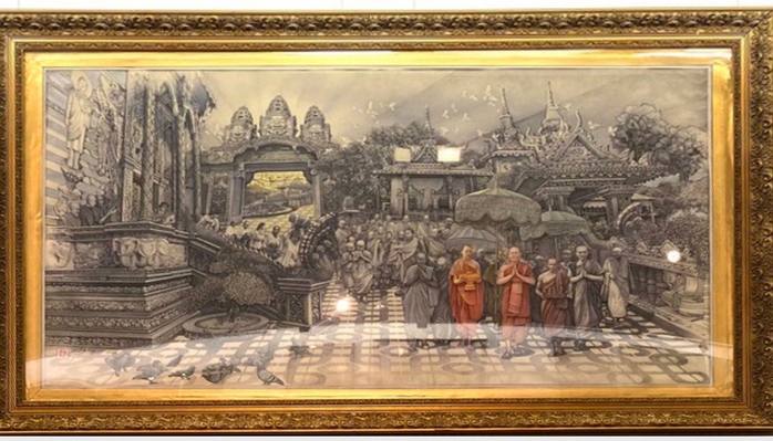 Tác phẩm “Lễ hội Khmer ở Cà Mau” tại triển lãm “Di sản văn hóa Việt Nam qua hội họa” Ảnh: VGP/TT Tác phẩm “Lễ hội Khmer ở Cà Mau” tại triển lãm “Di sản văn hóa Việt Nam qua hội họa” Ảnh: VGP/TT