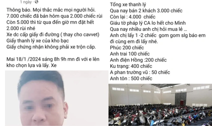 Lý do người đàn ông bị phạt khi đăng thông tin bán "7000 xe tang vật"- Ảnh 1. Lý do người đàn ông bị phạt khi đăng thông tin bán "7000 xe tang vật"- Ảnh 1.