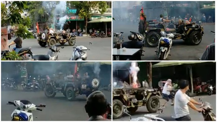 Bắt tạm giam kẻ múa côn, đốt pháo hoa trên ô tô- Ảnh 3.