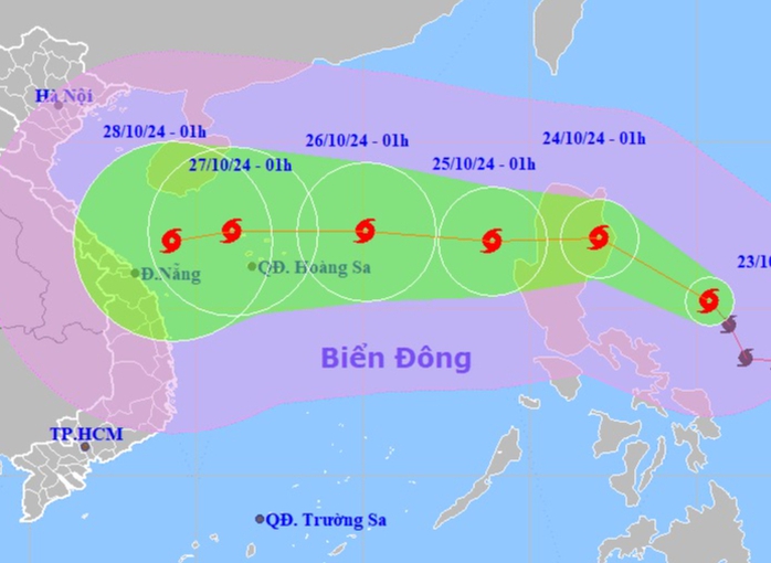 Bão Trami đang di chuyển rất nhanh, hướng vào Trung Bộ, sẽ gây mưa rất to- Ảnh 1. Bão Trami đang di chuyển rất nhanh, hướng vào Trung Bộ, sẽ gây mưa rất to- Ảnh 1.