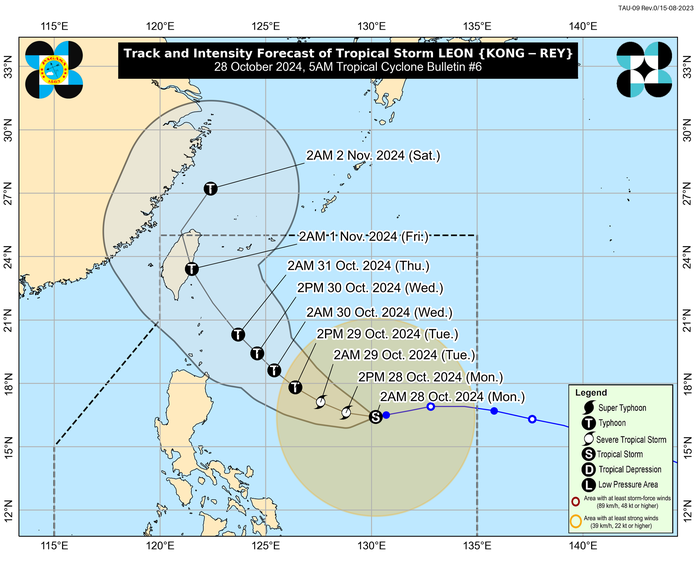 Philippines cảnh báo bão Kong-rey tiếp tục mạnh lên- Ảnh 1. Philippines cảnh báo bão Kong-rey tiếp tục mạnh lên- Ảnh 1.