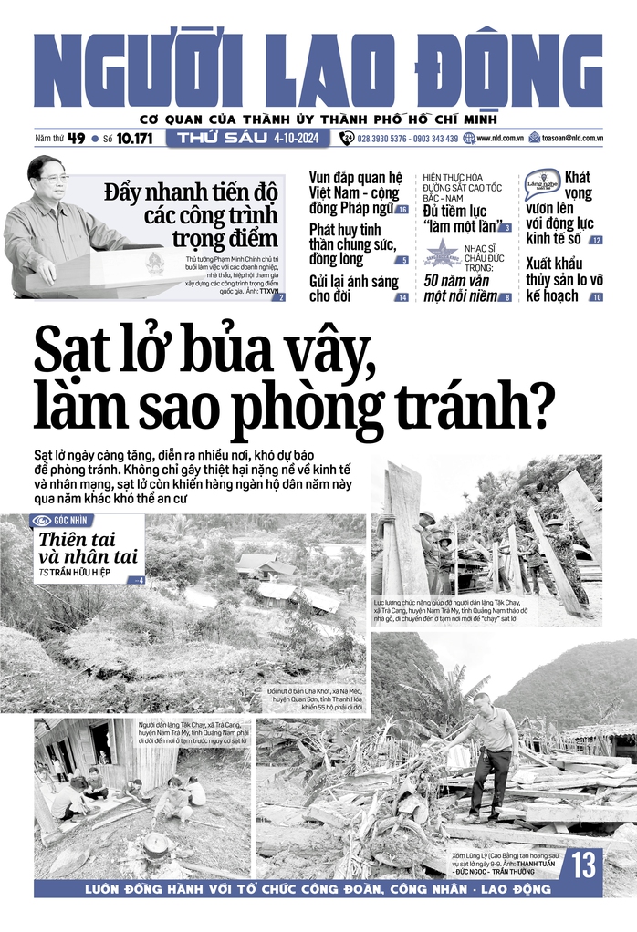 Báo in Người Lao Động 4-10: Sạt lở bủa vây, làm sao phòng tránh?- Ảnh 1. Báo in Người Lao Động 4-10: Sạt lở bủa vây, làm sao phòng tránh?- Ảnh 1.