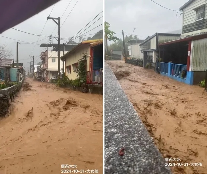 Đường biến thành sông ngày 31-10 ở Hoa Liên. Ảnh: UDN Đường biến thành sông ngày 31-10 ở Hoa Liên. Ảnh: UDN