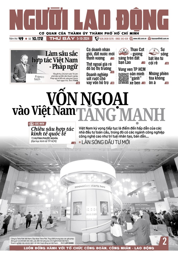Báo in ngày 5-10: Vốn ngoại vào Việt Nam tăng mạnh- Ảnh 1. Báo in ngày 5-10: Vốn ngoại vào Việt Nam tăng mạnh- Ảnh 1.