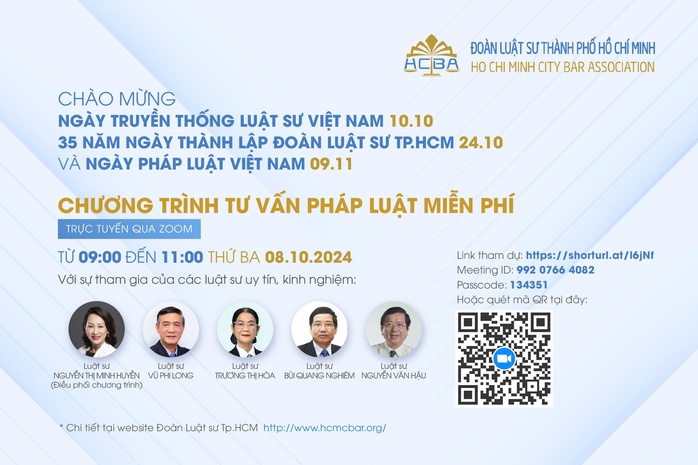 Nhiều luật sư nổi tiếng và có kinh nghiệm tư vấn miễn phí qua Zoom- Ảnh 1. Nhiều luật sư nổi tiếng và có kinh nghiệm tư vấn miễn phí qua Zoom- Ảnh 1.