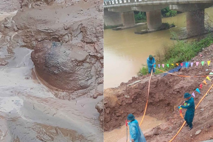 Phát hiện một quả bom “khủng” khi thi công kè chống sạt lở- Ảnh 1. Phát hiện một quả bom “khủng” khi thi công kè chống sạt lở- Ảnh 1.