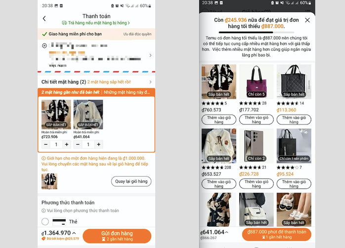 Temu "tung chiêu”, ép khách chỉ được mua đơn hàng từ 887.000 đồng đến không quá 1 triệu đồng- Ảnh 1. Temu "tung chiêu”, ép khách chỉ được mua đơn hàng từ 887.000 đồng đến không quá 1 triệu đồng- Ảnh 1.