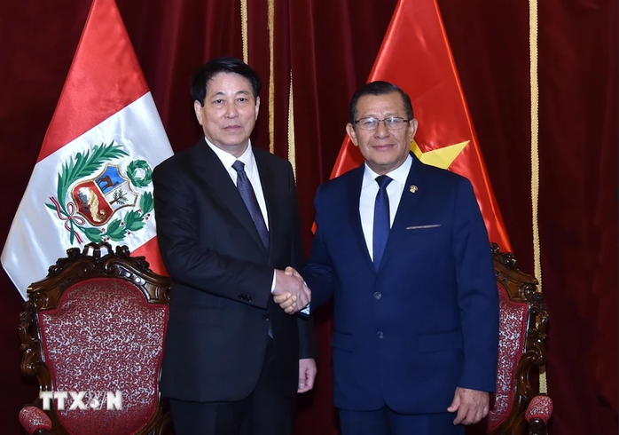 Quốc hội Peru trao tặng Chủ tịch nước Lương Cường Huân chương Danh dự cấp Đại thập tự- Ảnh 1. Quốc hội Peru trao tặng Chủ tịch nước Lương Cường Huân chương Danh dự cấp Đại thập tự- Ảnh 1.