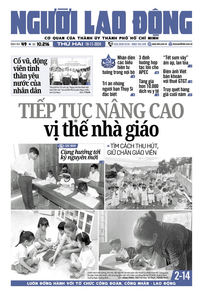 Bìa in Báo Người Lao Động ra ngày 18-11-2024 Bìa in Báo Người Lao Động ra ngày 18-11-2024