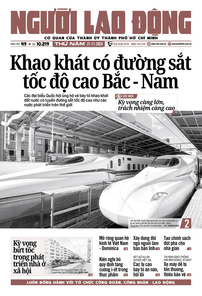Bìa in Báo Người Lao Động ra ngày 21-11-2024 Bìa in Báo Người Lao Động ra ngày 21-11-2024