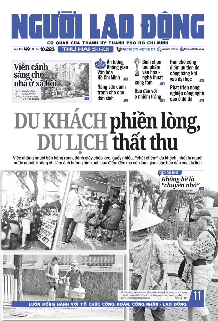 Báo in Người Lao Động 25-11: Du khách phiền lòng, du lịch thất thu- Ảnh 1. Báo in Người Lao Động 25-11: Du khách phiền lòng, du lịch thất thu- Ảnh 1.