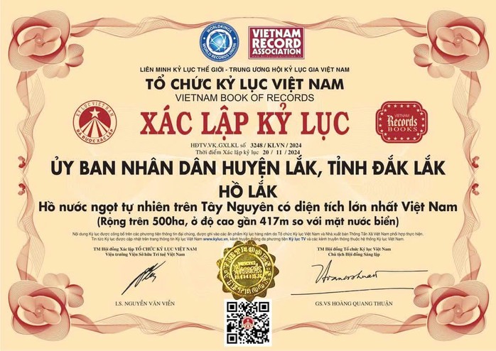 "Bối rối" với kỷ lục Việt Nam dành cho hồ Lắk!- Ảnh 1. "Bối rối" với kỷ lục Việt Nam dành cho hồ Lắk!- Ảnh 1.