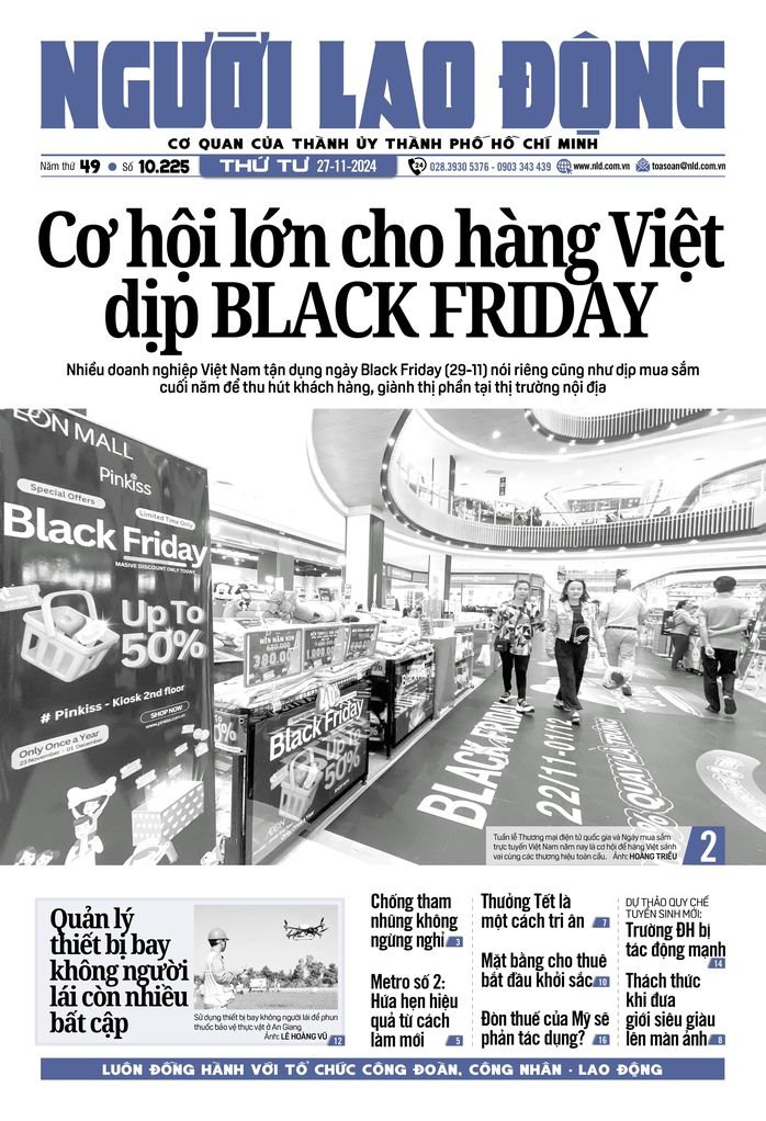 Báo in Người Lao Động ngày 27-11: Cơ hội lớn cho hàng Việt dịp Black Friday- Ảnh 1. Báo in Người Lao Động ngày 27-11: Cơ hội lớn cho hàng Việt dịp Black Friday- Ảnh 1.