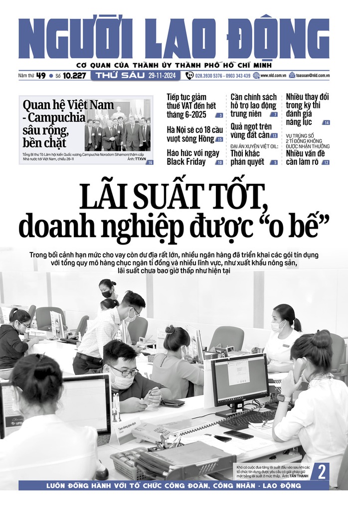 Bìa in Báo Người Lao Động ra ngày 29-11-2024 Bìa in Báo Người Lao Động ra ngày 29-11-2024