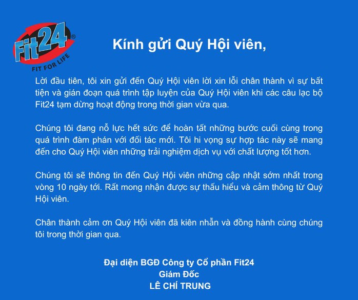 Chuỗi tập gym Fit24 thất hứa với khách hàng- Ảnh 1. Chuỗi tập gym Fit24 thất hứa với khách hàng- Ảnh 1.