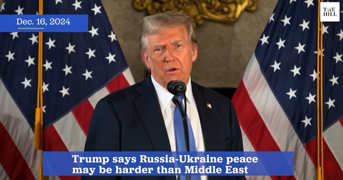 Tổng thống đắc cử Mỹ Donald Trump phát biểu tại cuộc họp báo ngày 16-12. Ảnh: The Hill Tổng thống đắc cử Mỹ Donald Trump phát biểu tại cuộc họp báo ngày 16-12. Ảnh: The Hill
