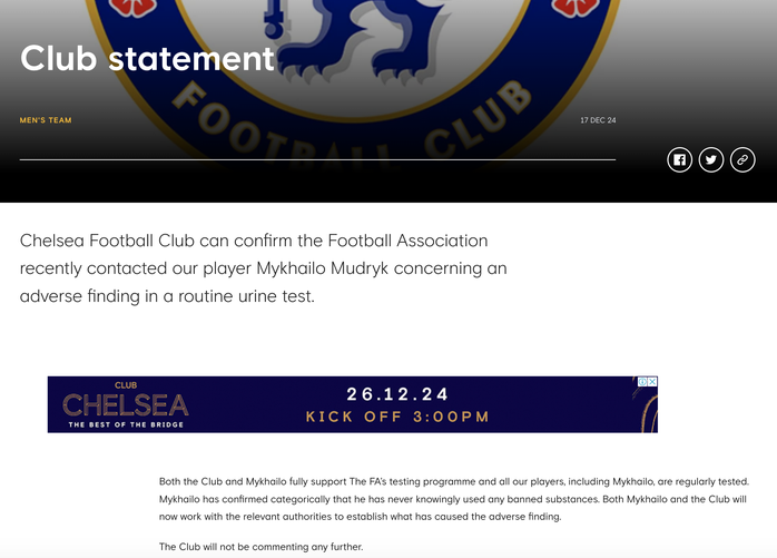 Mykhailo Mudryk dính doping, có nguy cơ bị treo giò như Pogba- Ảnh 2. Mykhailo Mudryk dính doping, có nguy cơ bị treo giò như Pogba- Ảnh 2.