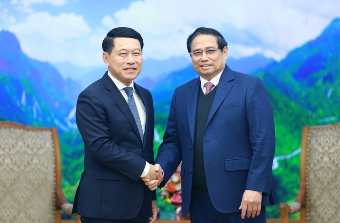Thủ tướng Phạm Minh Chính tiếp Phó Thủ tướng, Bộ trưởng Ngoại giao Lào Saleumxay Kommasith. Ảnh: TTXVN Thủ tướng Phạm Minh Chính tiếp Phó Thủ tướng, Bộ trưởng Ngoại giao Lào Saleumxay Kommasith. Ảnh: TTXVN
