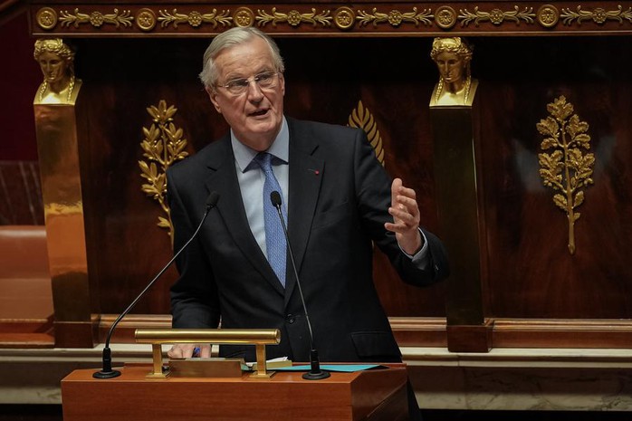 French Prime Minister Michel Barnier speaks during a debate on no-confidence motions against the government at the National Assembly in Paris, France, on Dec. 4, 2024. (Photo by Aurelien Morissard/Xinhua) French Prime Minister Michel Barnier speaks during a debate on no-confidence motions against the government at the National Assembly in Paris, France, on Dec. 4, 2024. (Photo by Aurelien Morissard/Xinhua)
