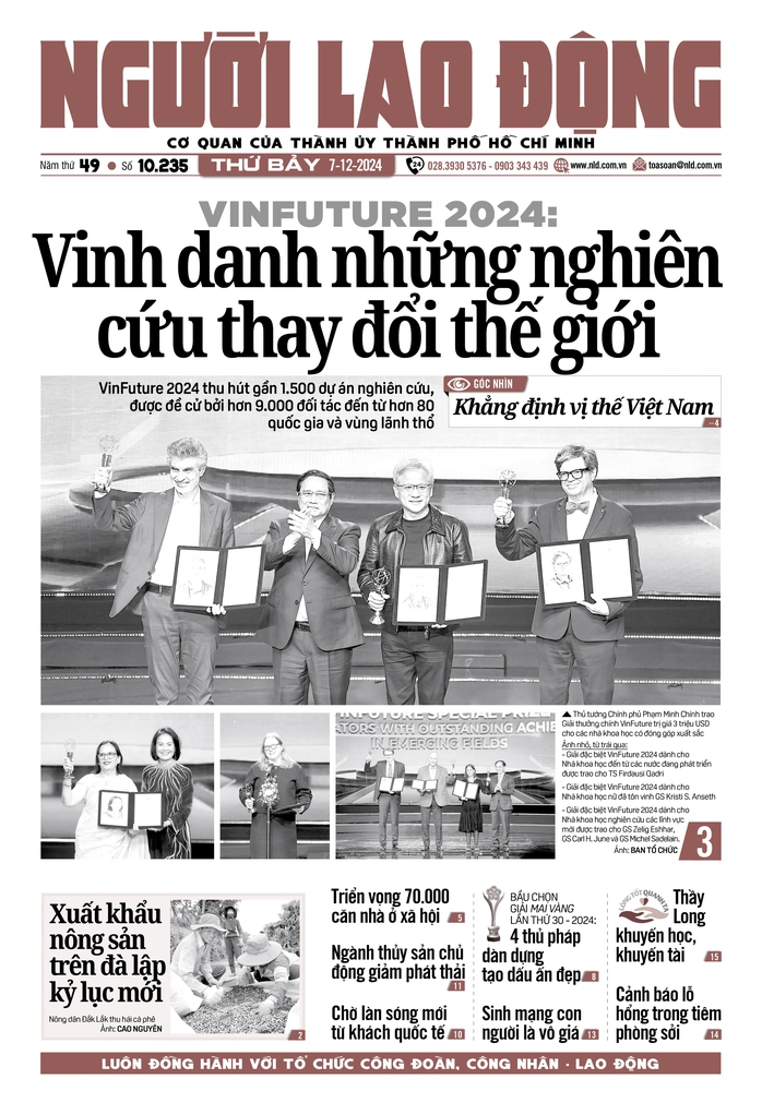 Báo in ngày 7-12: Vinh danh những nghiên cứu thay đổi thế giới- Ảnh 1. Báo in ngày 7-12: Vinh danh những nghiên cứu thay đổi thế giới- Ảnh 1.