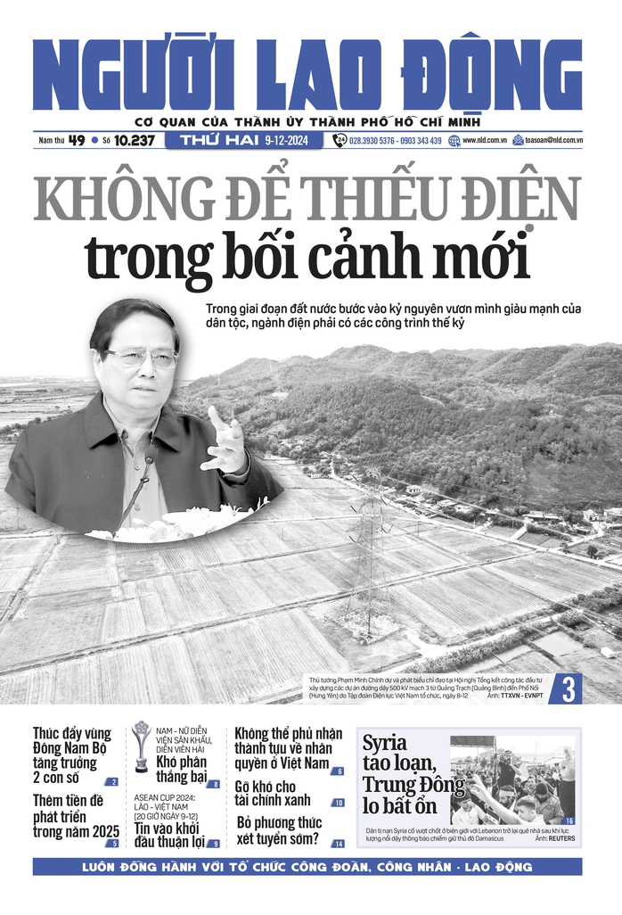 Báo in ngày 9-12: Không để thiếu điện trong bối cảnh mới- Ảnh 1. Báo in ngày 9-12: Không để thiếu điện trong bối cảnh mới- Ảnh 1.