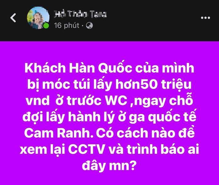 Thực hư khách Hàn Quốc bị "móc túi" 50 triệu đồng ở sân bay Cam Ranh- Ảnh 1. Thực hư khách Hàn Quốc bị "móc túi" 50 triệu đồng ở sân bay Cam Ranh- Ảnh 1.