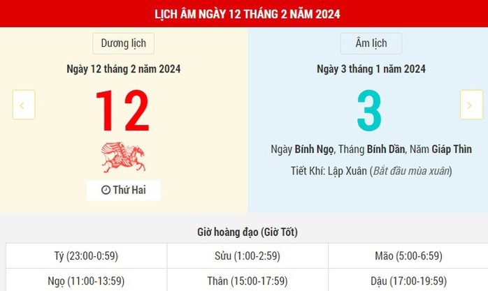 Lịch Âm hôm nay (12-2): Mùng 3 Tết, ngày tốt để làm nhiều việc- Ảnh 1. Lịch Âm hôm nay (12-2): Mùng 3 Tết, ngày tốt để làm nhiều việc- Ảnh 1.