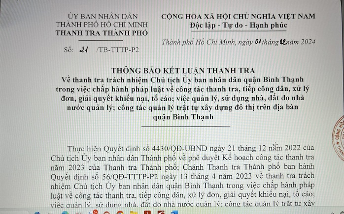 Kiểm điểm nhiều tập thể, cá nhân liên quan sai phạm ở quận Bình Thạnh- Ảnh 1. Kiểm điểm nhiều tập thể, cá nhân liên quan sai phạm ở quận Bình Thạnh- Ảnh 1.