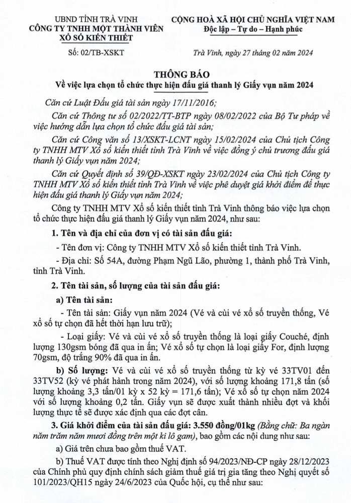 Công ty xổ số kiến thiết tìm người mua 172 tấn vé số- Ảnh 1.