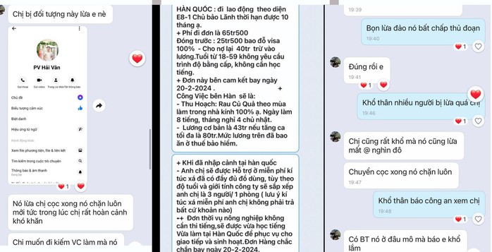 Rất nhiều nạn nhân tố cáo hành vi lừa đảo lên mạng xã hội để cảnh báo người lao động. (Ảnh chụp màn hình) Rất nhiều nạn nhân tố cáo hành vi lừa đảo lên mạng xã hội để cảnh báo người lao động. (Ảnh chụp màn hình)