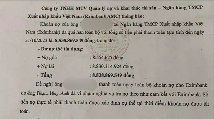 Diễn biến mới nhất vụ nợ thẻ tín dụng 8,5 triệu đồng thành 8,8 tỉ đồng- Ảnh 1. Diễn biến mới nhất vụ nợ thẻ tín dụng 8,5 triệu đồng thành 8,8 tỉ đồng- Ảnh 1.