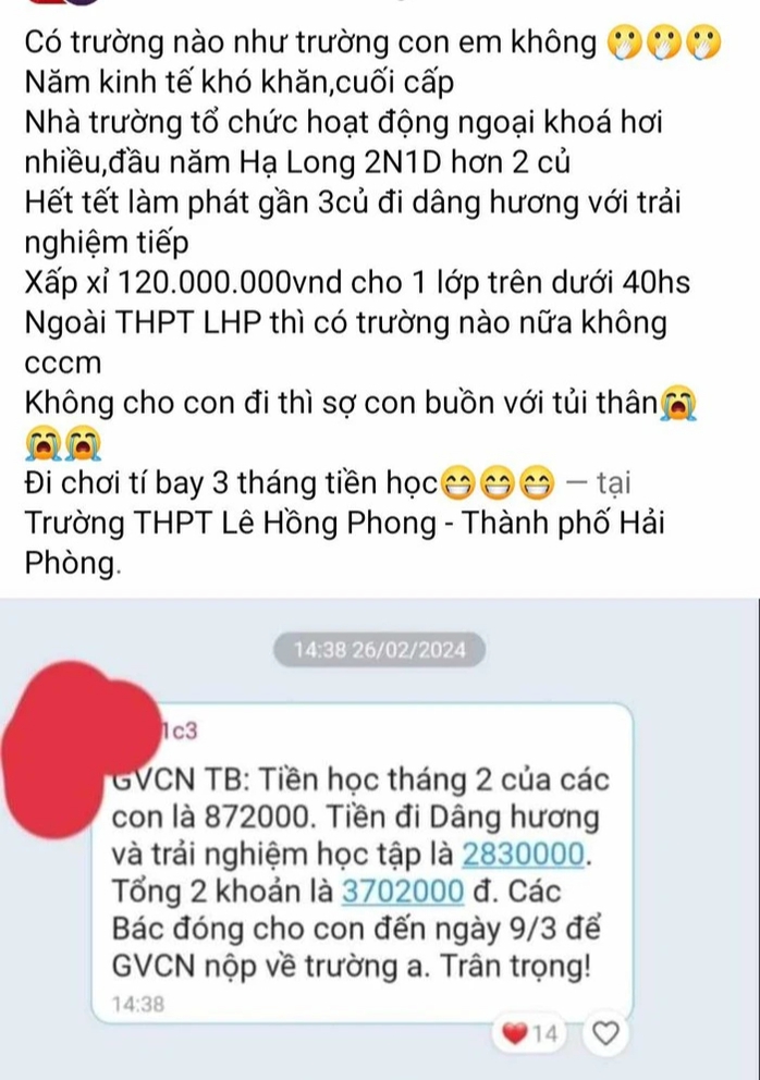 Phụ huynh bức xúc vì phải đóng gần 3 triệu đồng cho con đi trải nghiệm- Ảnh 1. Phụ huynh bức xúc vì phải đóng gần 3 triệu đồng cho con đi trải nghiệm- Ảnh 1.