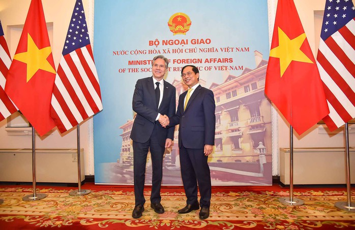 Bộ trưởng Bộ Ngoại giao Bùi Thanh Sơn và Ngoại trưởng Mỹ Antony Blinken ngày 15-4-2023 tại Hà Nội.Ảnh: Bộ Ngoại giao Bộ trưởng Bộ Ngoại giao Bùi Thanh Sơn và Ngoại trưởng Mỹ Antony Blinken ngày 15-4-2023 tại Hà Nội.Ảnh: Bộ Ngoại giao