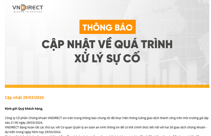 VNDIRECT công bố ngày giao dịch trở lại sau sự cố sập hệ thống - Ảnh 1. VNDIRECT công bố ngày giao dịch trở lại sau sự cố sập hệ thống - Ảnh 1.